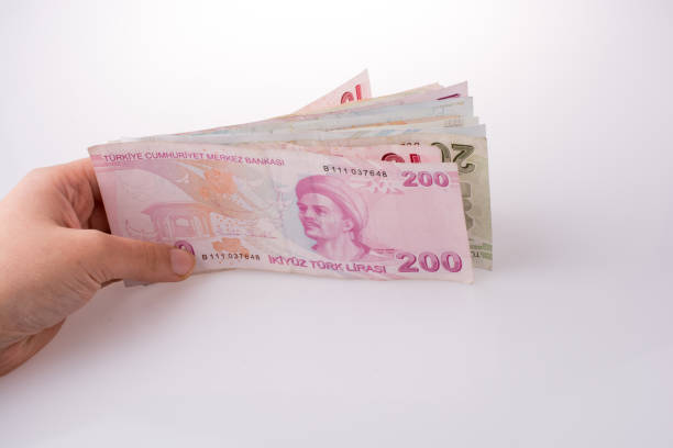 istock Hand holding Turksh Lira banknotes  in hand 639064466