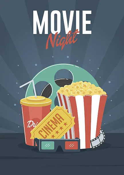 Vector illustration of Movie Night