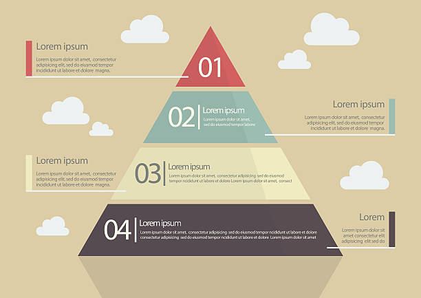 Pyramid Chart Flat Style Infographic vector art illustration