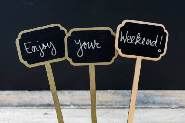istock Motivational message Enjoy Your Weekend written with chalk 639071982