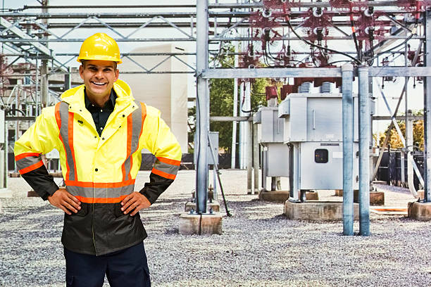 istock Cheerful worker in power station 639071988