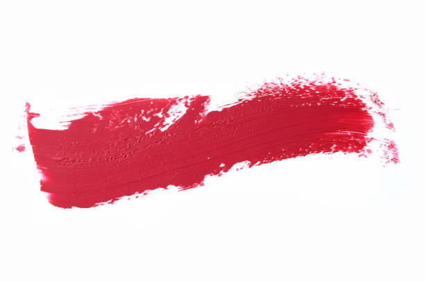 istock Red color lipstick stroke on white 639072076
