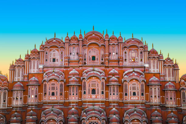 Eve Expensive Hawa Mahal, Jaipur is one of it's kind in the Structure, Design and the size. We see many picture's showing it's size but here is one showing it's beauty. jaipur stock pictures, royalty-free photos & images
