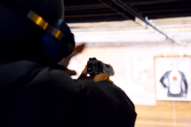 istock Firing handgun in the ranch 639079716