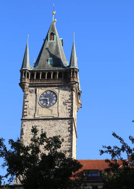 istock medieval tower with clock in the town square 639082298