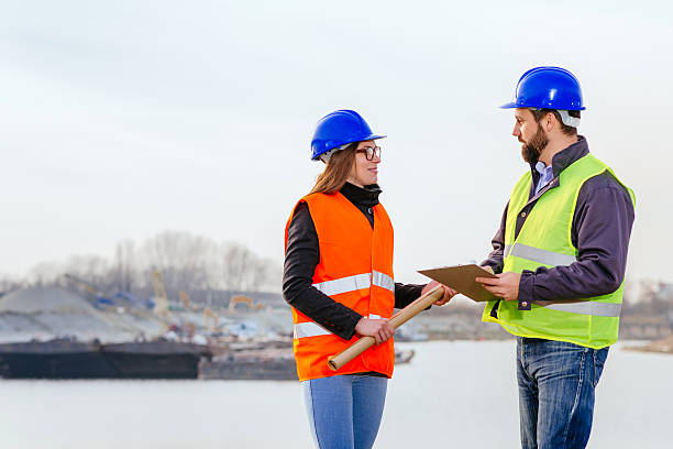 istock Engineers in shipyard dealing with transportation and infrastructure 639082692