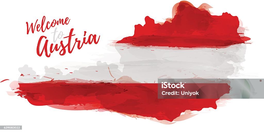 Karte von Österreich mit der Dekoration der Nationalflagge. - Lizenzfrei Abstrakt Vektorgrafik