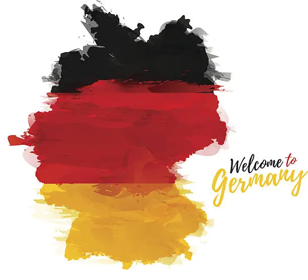 Vector illustration of Map of Germany with the decoration of the national flag.