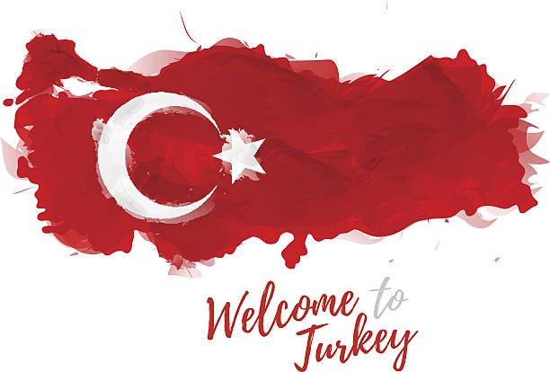 illustrazioni stock, clip art, cartoni animati e icone di tendenza di mappa della turchia con la decorazione della bandiera nazionale - turchia