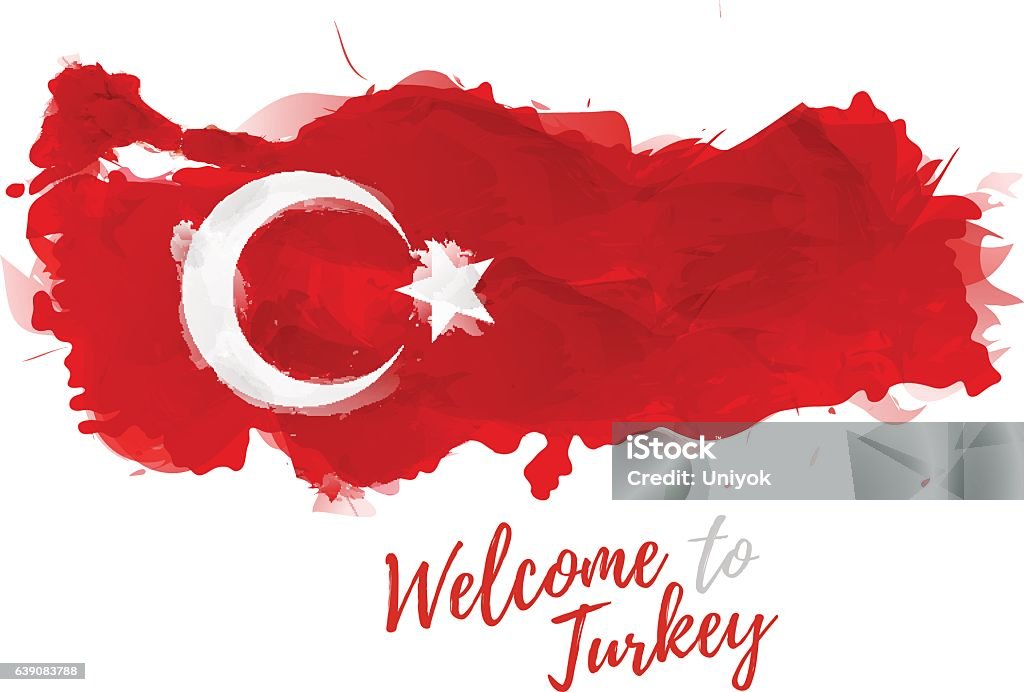 Mapa da Turquia com a decoração da bandeira nacional - Vetor de Turquia royalty-free