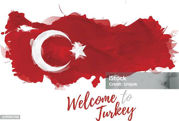 Vetores de Mapa Da Turquia Com A Decoração Da Bandeira Nacional e mais imagens de Turquia