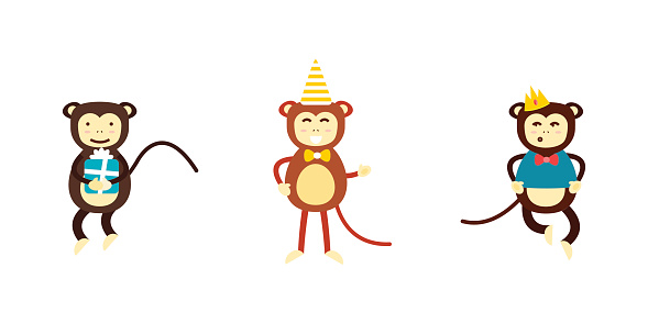 Fun monkey silhouette isolated vector illustration. Traditional horoscope animal design. Zodiac graphic primate nature funny chinese wildlife character.