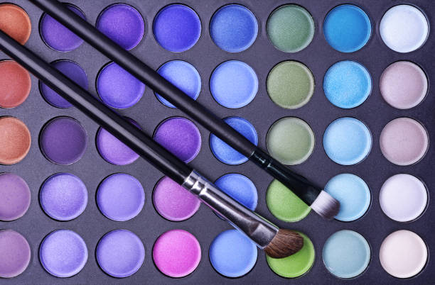 istock Palette of shadows and makeup brushes 639084692