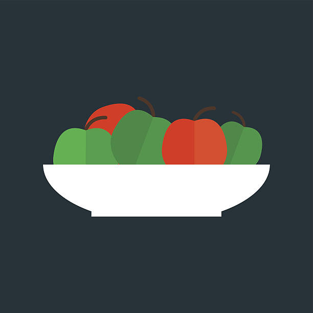 illustrations, cliparts, dessins animés et icônes de illustration vectorielle de pomme verte fraîche sur assiette. - apple vitamin a red vitality
