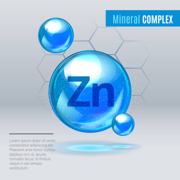 illustrazioni stock, clip art, cartoni animati e icone di tendenza di icona del capcule della pillola splendente blu zn zink minerale - zinco