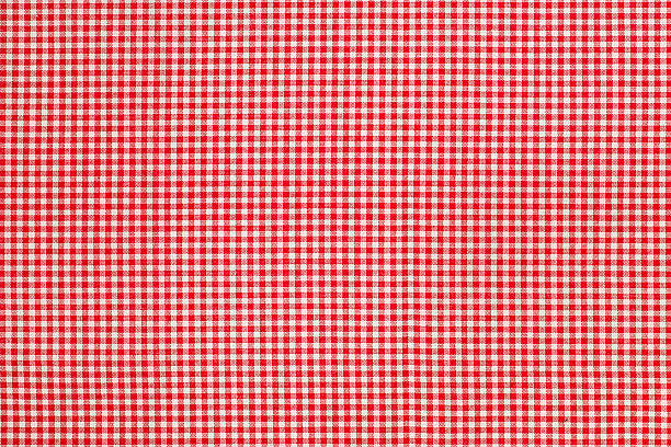Red and white Gingham style cotton background. stock photo