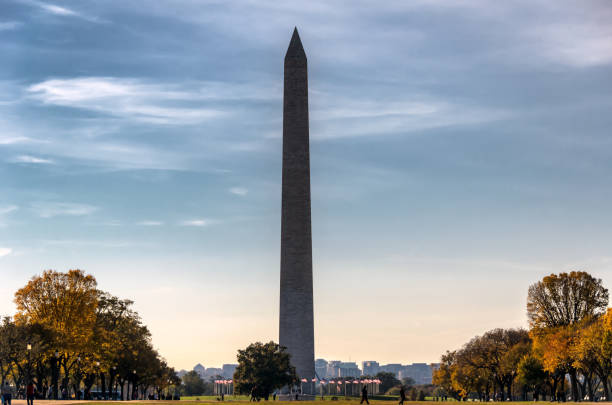 istock Full view of Washington Monument at dusk 639090814