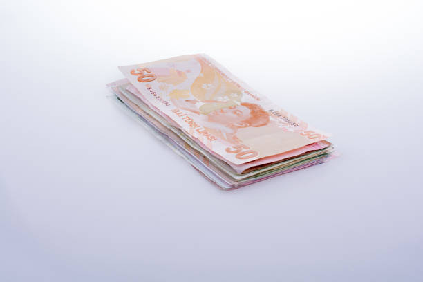 istock Turksh Lira banknotes of various color, pattern and value 639092100