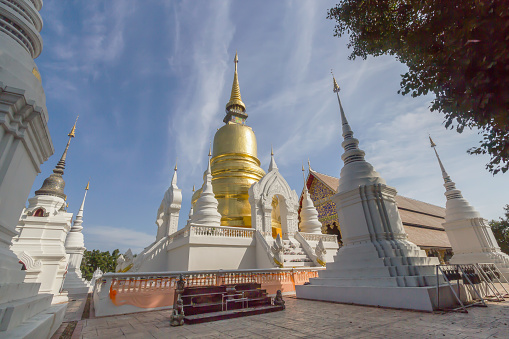The Golden Stupa of Wat Suan Dok Buddhist Monastery, Chiangmai, Thailand where a Piece of Lord Buddha’s Relics was buried.