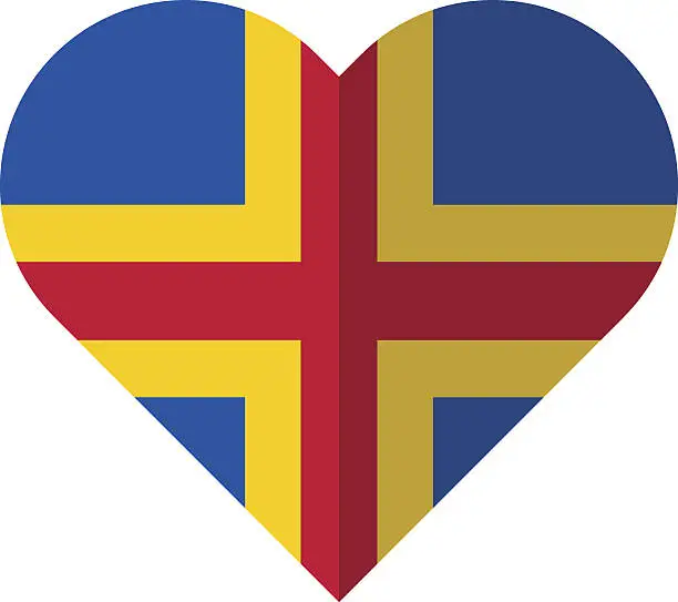 Vector illustration of Aland flat heart flag