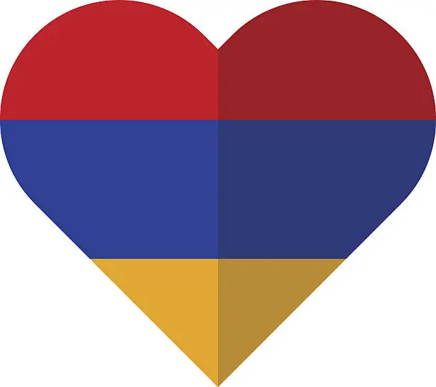 Vector illustration of Armenia flat heart flag