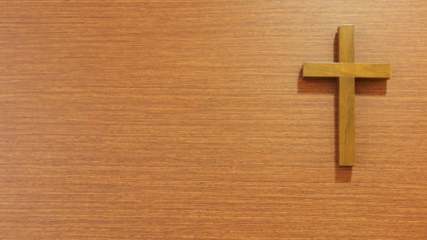 istock Wooden cross on the wall 639095304