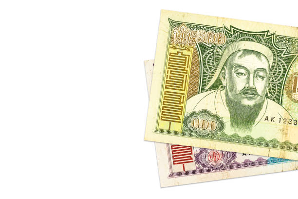 two mongolian togrog bank notes stock photo
