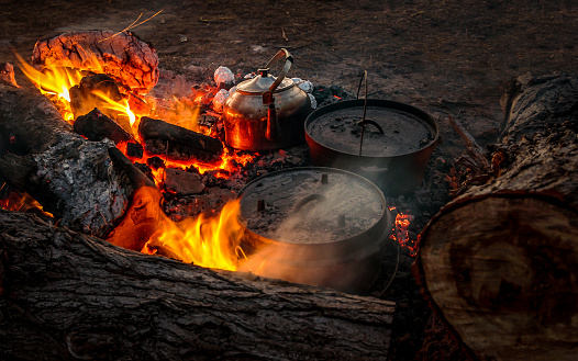 Cooking in the campfire with a billy and dutch ovens