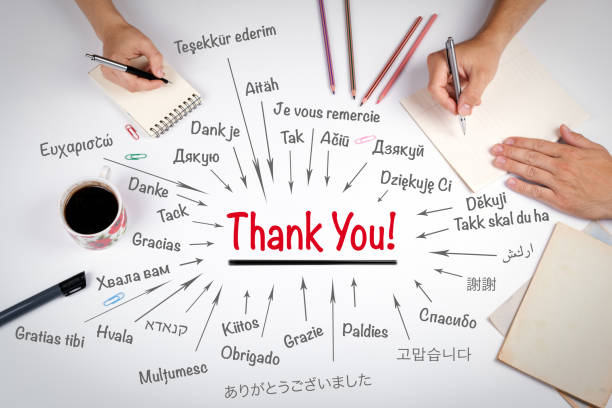 thank you in different languages of the world. the - cultuurverschillen stockfoto's en -beelden