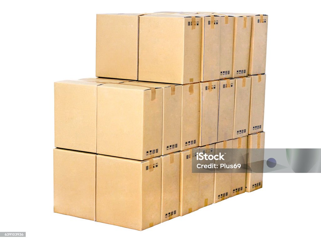 Stack Box Hardboard Stack Of Cardboard Boxes Isolated On White Background Stock Photo ...