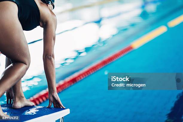 Schwimmer Am Startblock Stockfoto und mehr Bilder von Schwimmen - Schwimmen, Sport, Wettbewerb - Konzepte