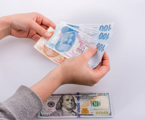 istock Hands holding Turksh Lira banknotes by Dollar 639109544