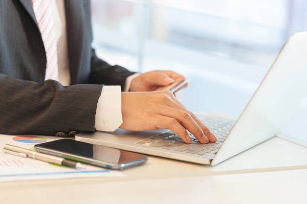istock Businessman doing online banking. 639113314