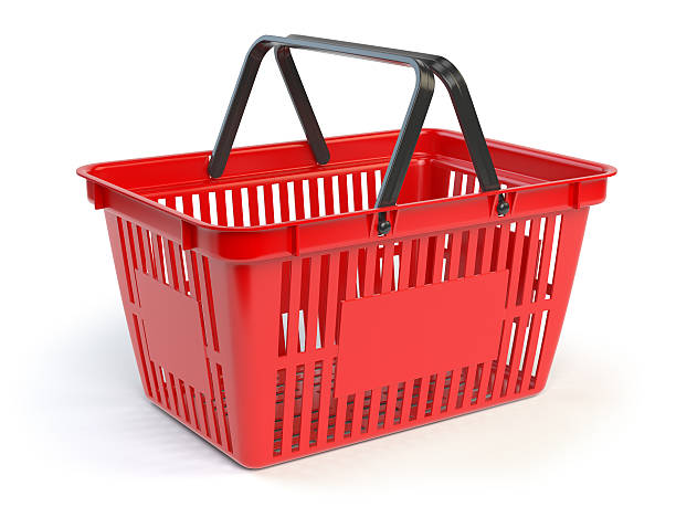 Red empty  shopping basket isolated on white background
