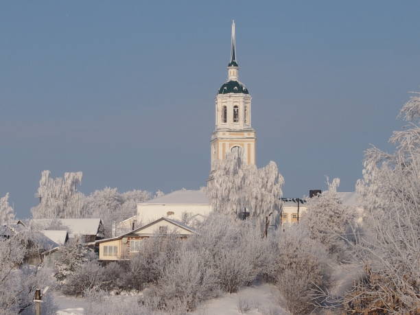 Orthodox church against the background of the clear winter sky