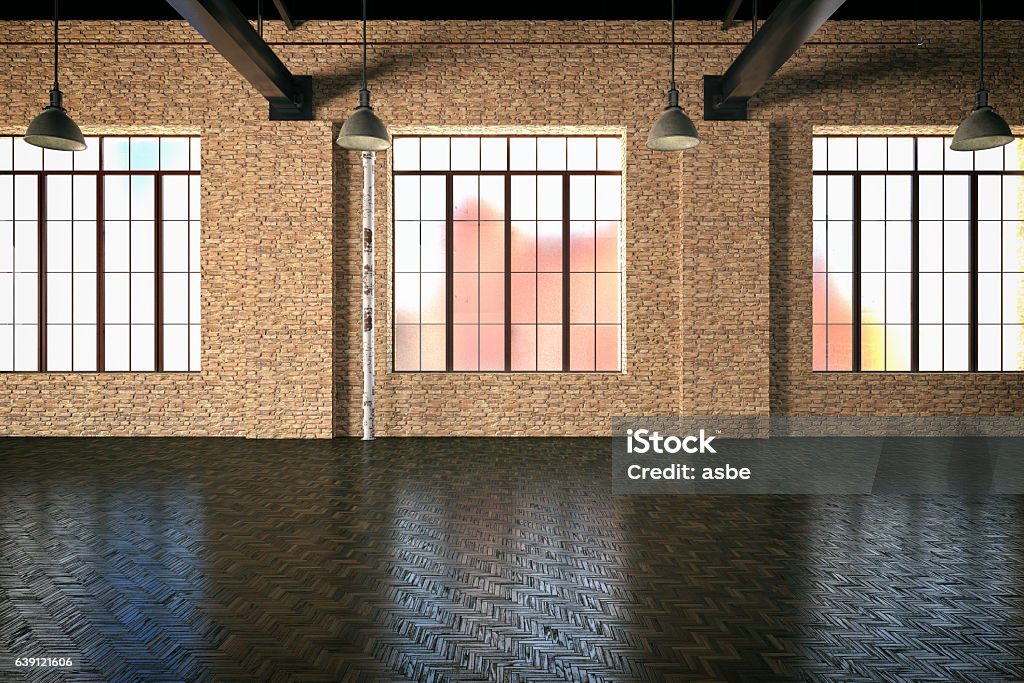 Empty Storehouse Empty white warehouse Loft Apartment Stock Photo