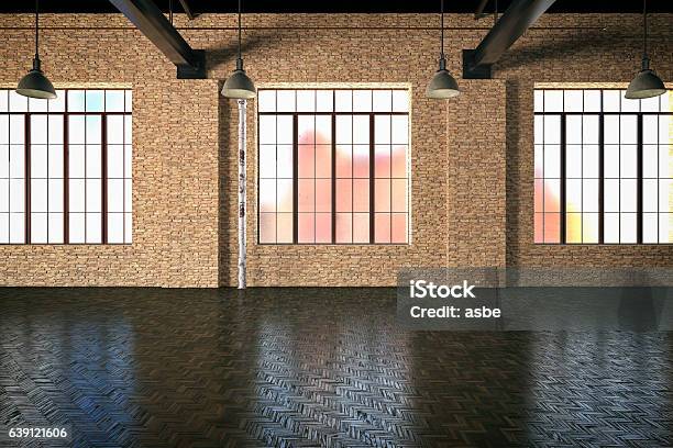 Empty Storehouse Stock Photo - Download Image Now - Loft Apartment, Warehouse, Window
