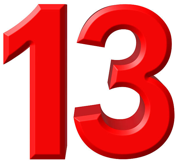 istock Numeral 13, thirteen, isolated on white background, 3d render 639125178