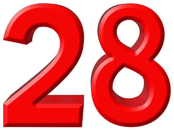istock Numeral 28, twenty eigh, isolated on white background, 3d render 639125722