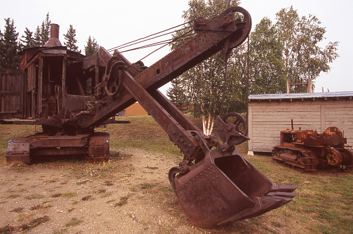 Historic old gold mining equipment steam shovel at Pioneer Park (also known as Alaskaland) 2300 Airport WayFairbanks Alaska