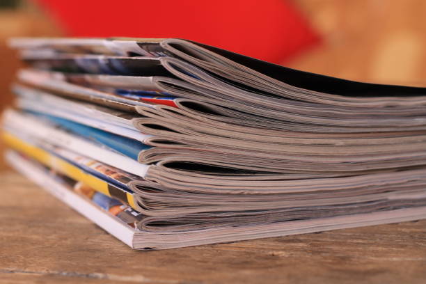 istock Magazines on the wooden table 639128942