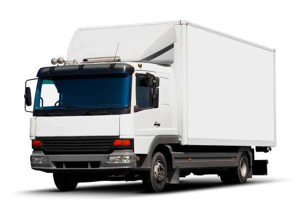 White delivery truck stock photo