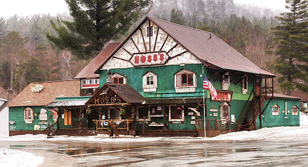 Long Lake , New York, USA. January 19, 2017. Hoss's Country Corner, charming  and rustic souvenir and gift shop in Long Lake, New York in wintertime