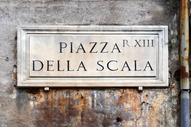 istock Piazza Della Scala, street plate on a wall in Rome 639132272