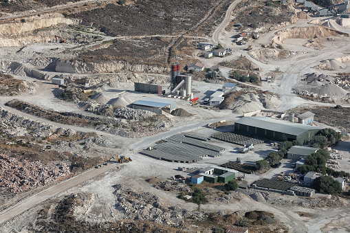 Aerial view of a construction site with heavy machines