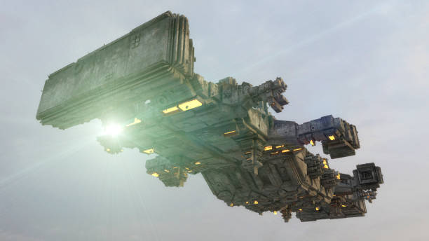 istock Unidentified flying object. Futuristic spaceship. 639134776