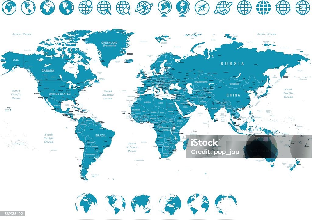 World Map and Globes - illustration Vector illustration of World map World Map stock vector