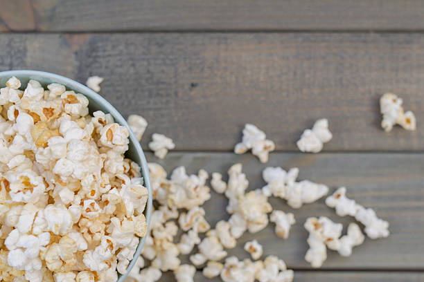 istock Popcorn in a pastel blue bowl 639136950