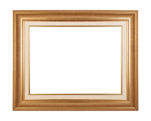 istock Empty golden vintage frame isolated on white background 639140890