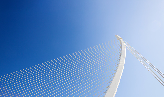 white Cable-stayed bridge on the blue sky background